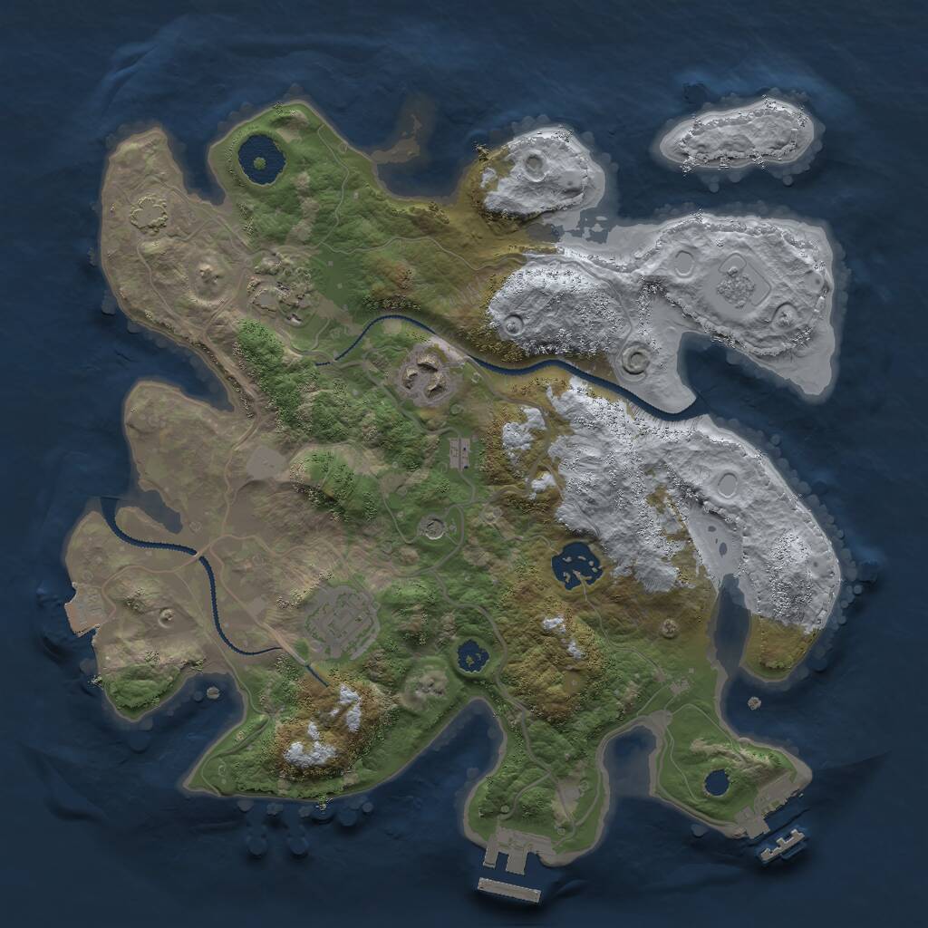 Rust Map: Procedural Map, Size: 3000, Seed: 1462171350, 10 Monuments
