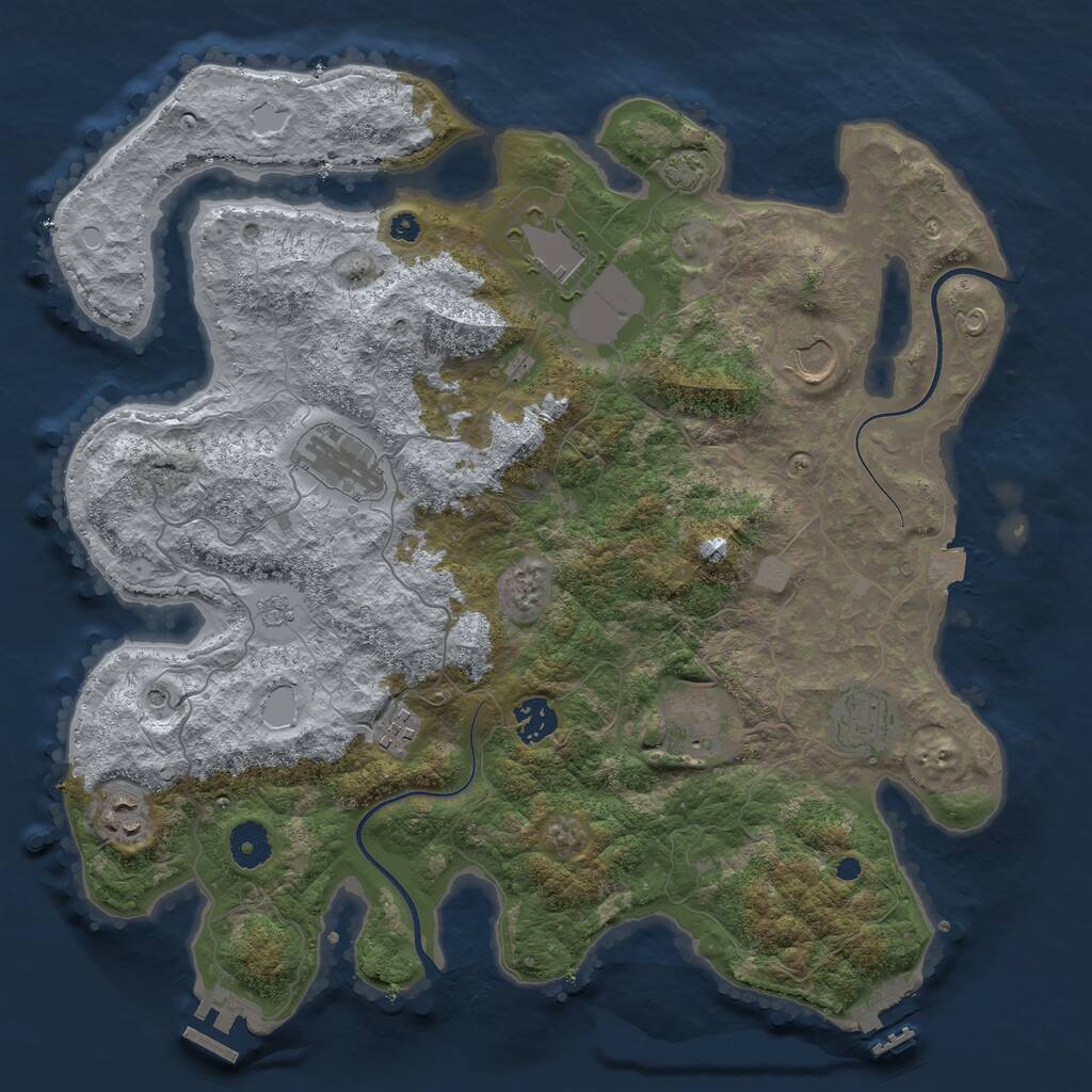 Rust Map: Procedural Map, Size: 3750, Seed: 2058969587, 14 Monuments