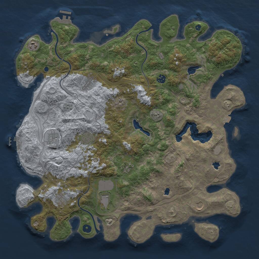 Rust Map: Procedural Map, Size: 4500, Seed: 848914775, 16 Monuments