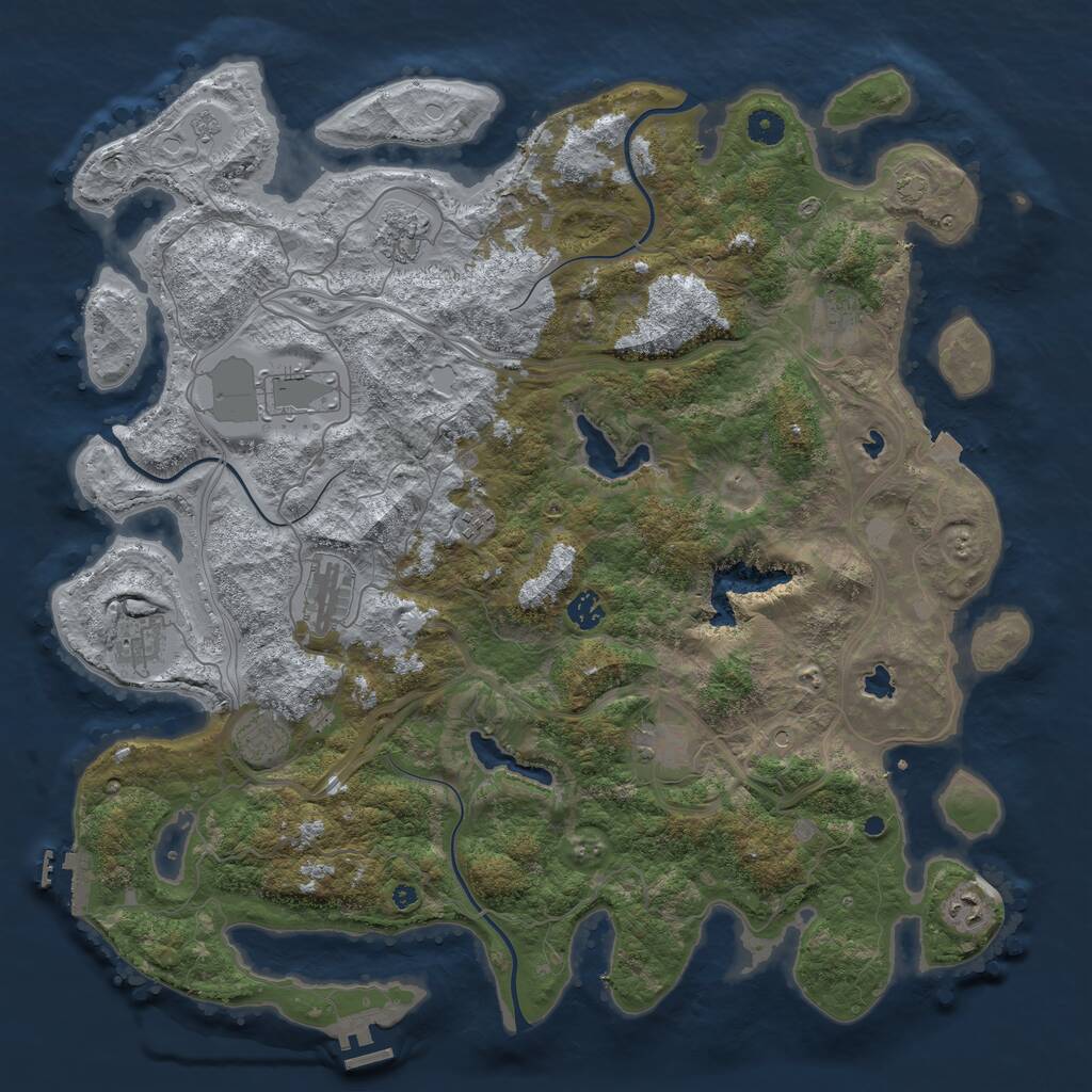 Rust Map: Procedural Map, Size: 4500, Seed: 1313209619, 16 Monuments