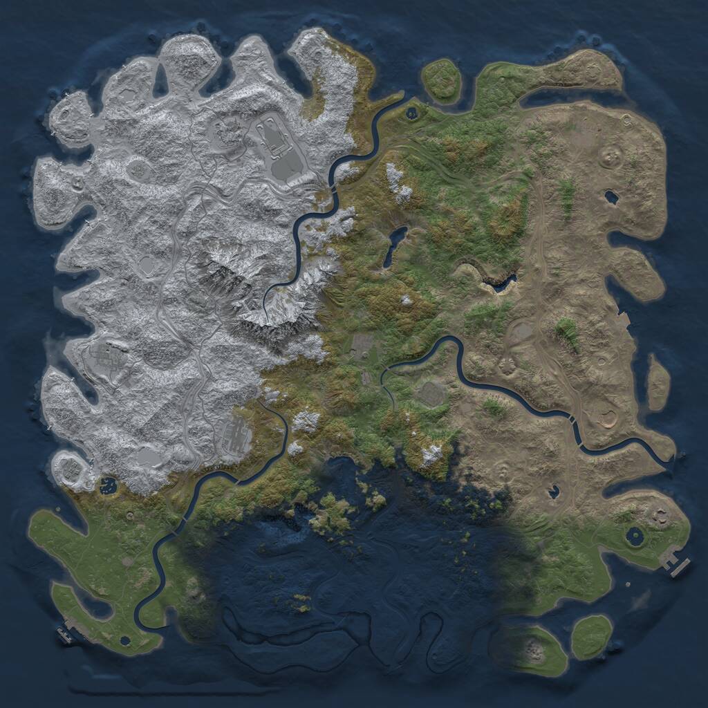 Rust Map: Procedural Map, Size: 6000, Seed: 1852467913, 17 Monuments