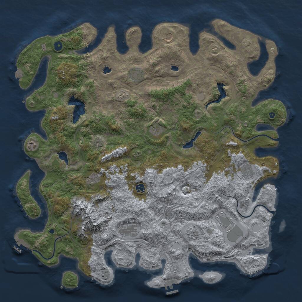 Rust Map: Procedural Map, Size: 5000, Seed: 862668394, 17 Monuments
