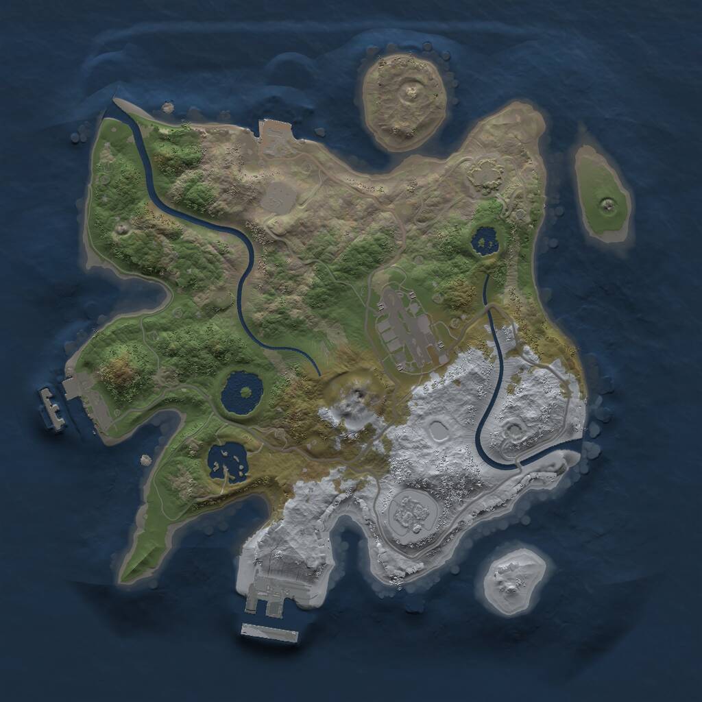 Rust Map: Procedural Map, Size: 2500, Seed: 1224627773, 7 Monuments