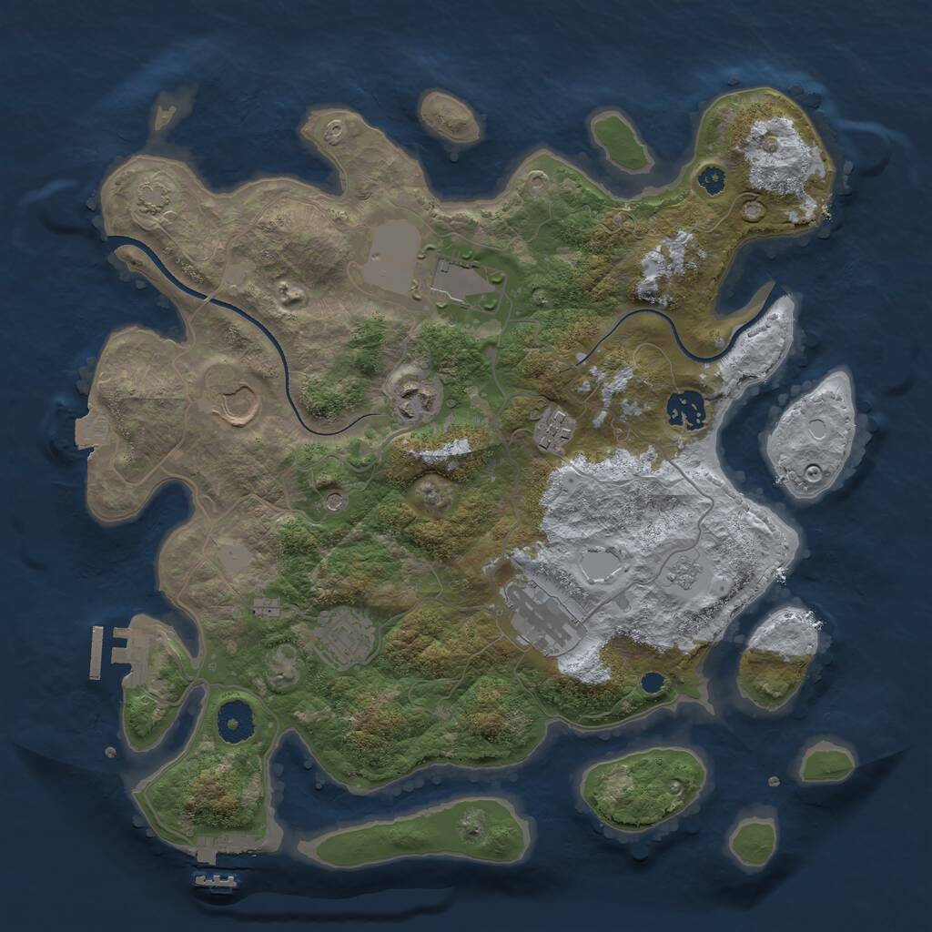 Rust Map: Procedural Map, Size: 3500, Seed: 1359662405, 13 Monuments