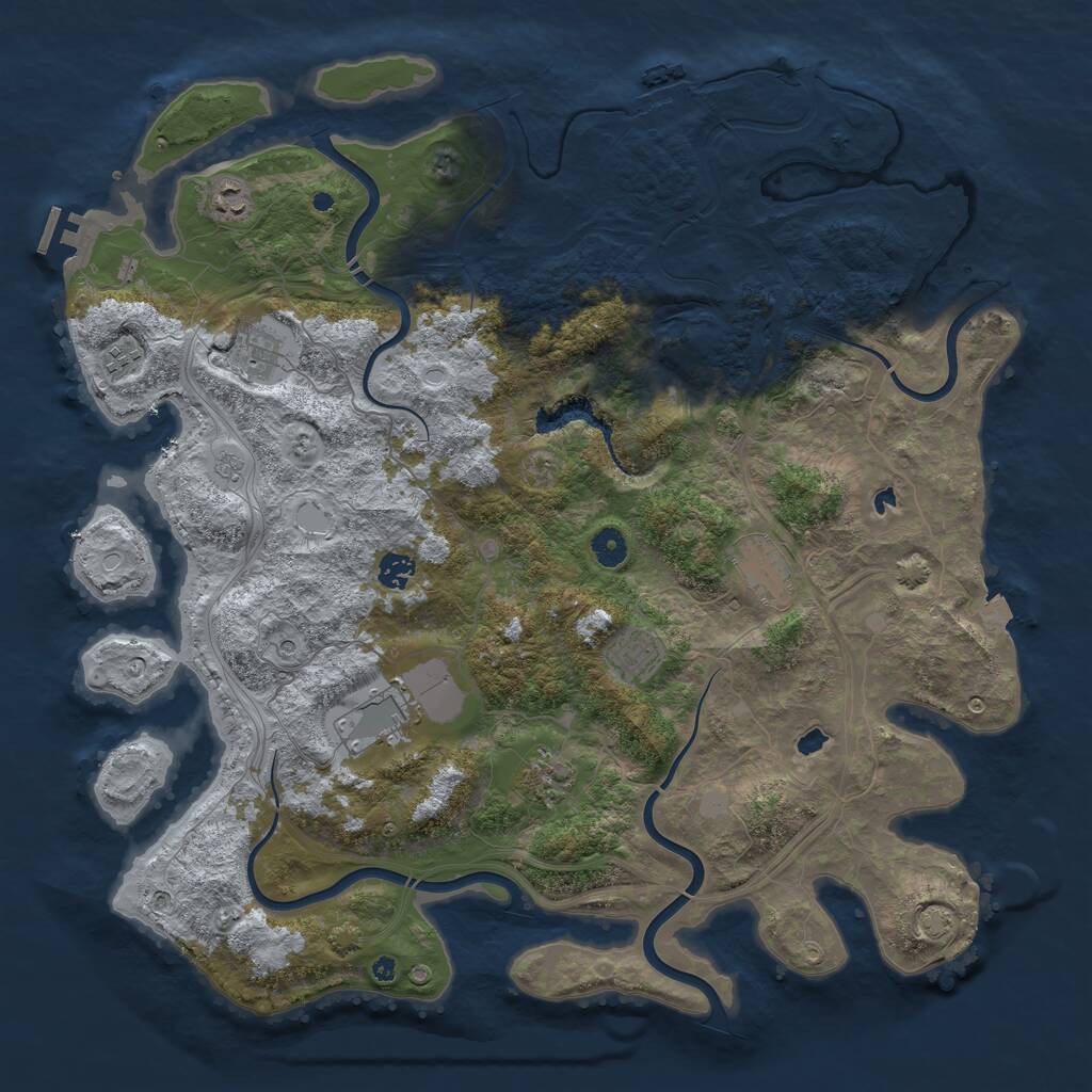 Rust Map: Procedural Map, Size: 4500, Seed: 164367641, 14 Monuments