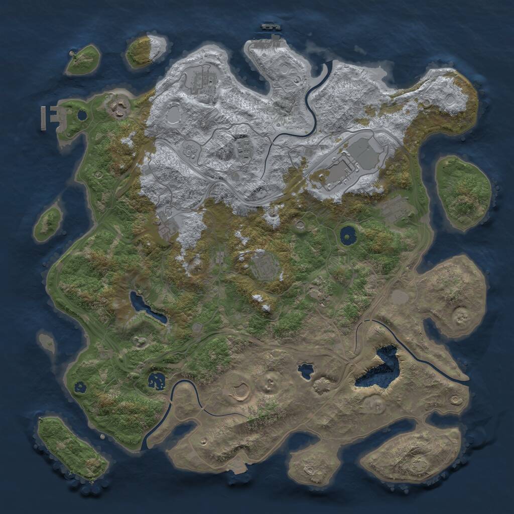 Rust Map: Procedural Map, Size: 4300, Seed: 1278675436, 16 Monuments