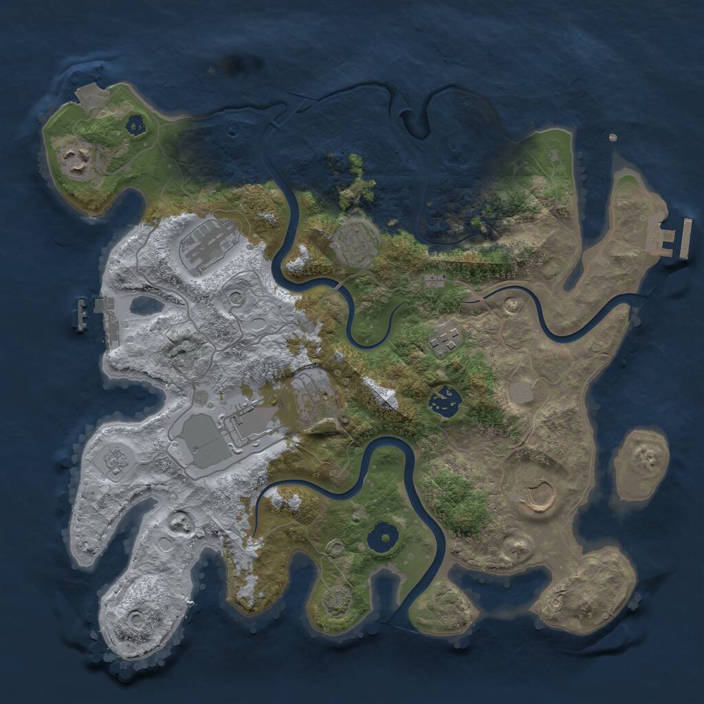 Rust Map: Procedural Map, Size: 3500, Seed: 458477496, 14 Monuments