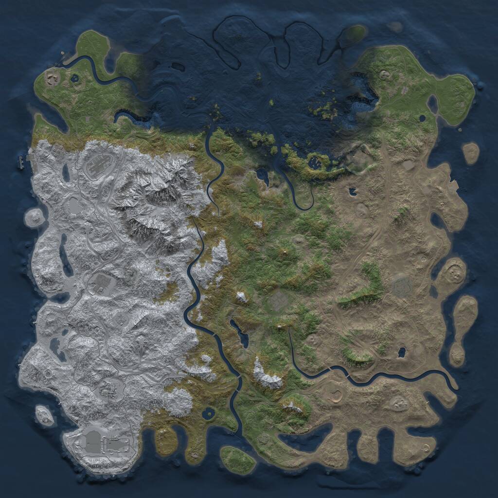 Rust Map: Procedural Map, Size: 6000, Seed: 43825, 17 Monuments