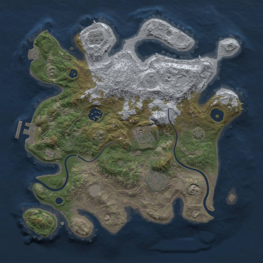 Rust Map: Procedural Map, Size: 3000, Seed: 27695, 8 Monuments