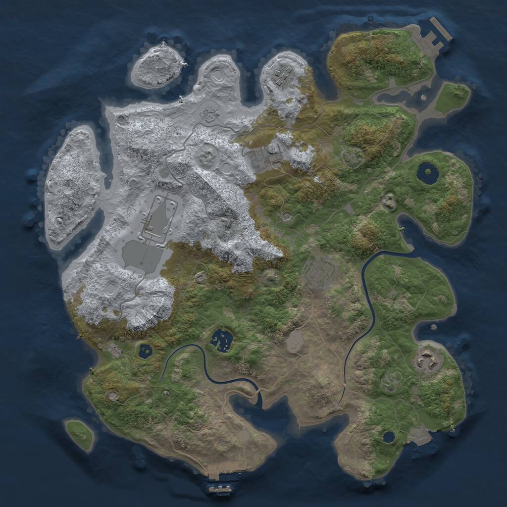 Rust Map: Procedural Map, Size: 3500, Seed: 5436, 12 Monuments