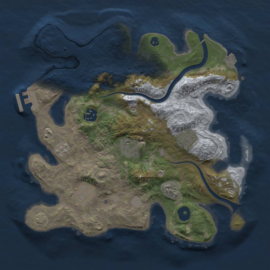 Rust Map: Procedural Map, Size: 3000, Seed: 1191459200, 9 Monuments