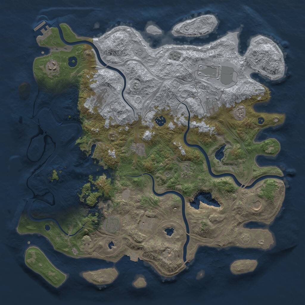 Rust Map: Procedural Map, Size: 4500, Seed: 20250405, 16 Monuments