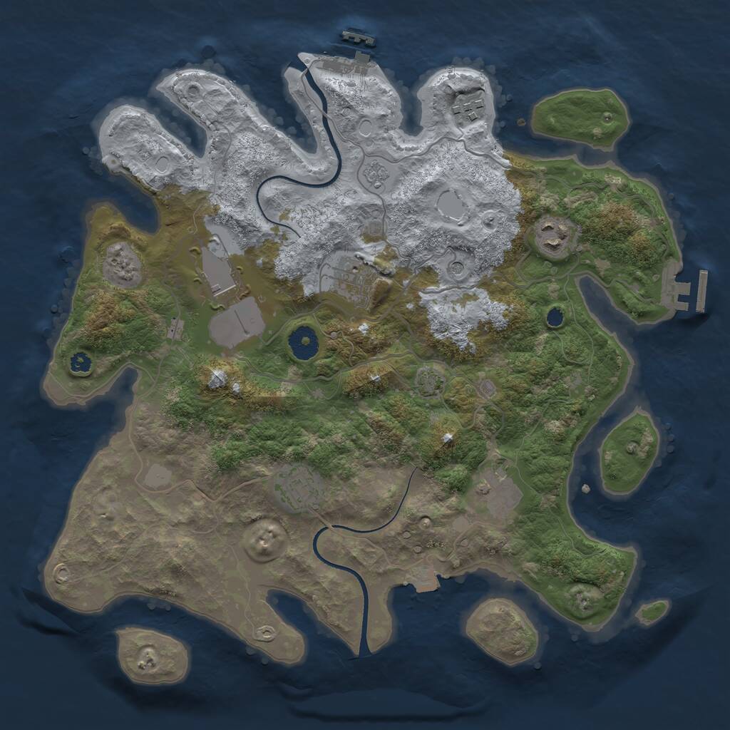 Rust Map: Procedural Map, Size: 3500, Seed: 264624065, 12 Monuments