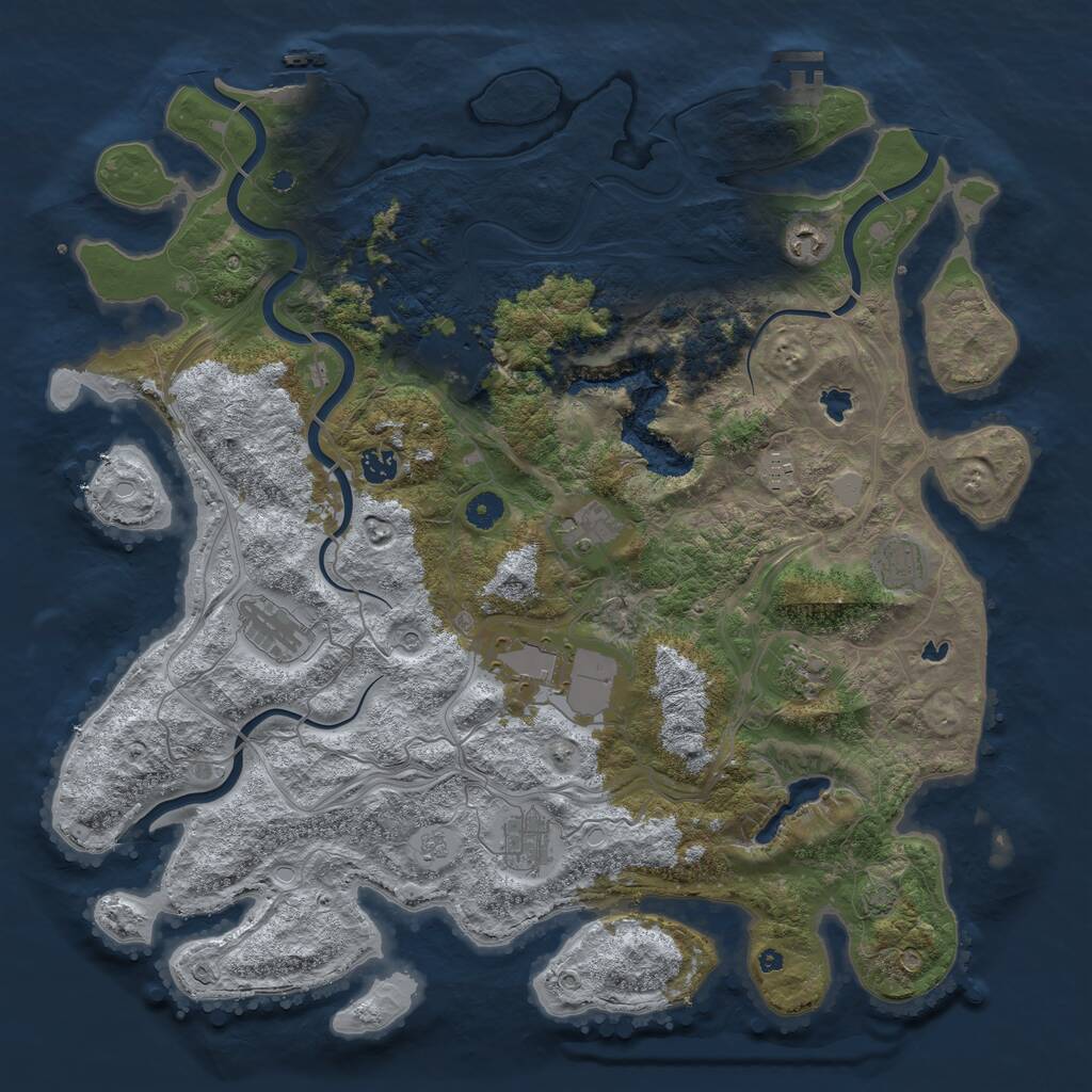 Rust Map: Procedural Map, Size: 4500, Seed: 1413656444, 16 Monuments