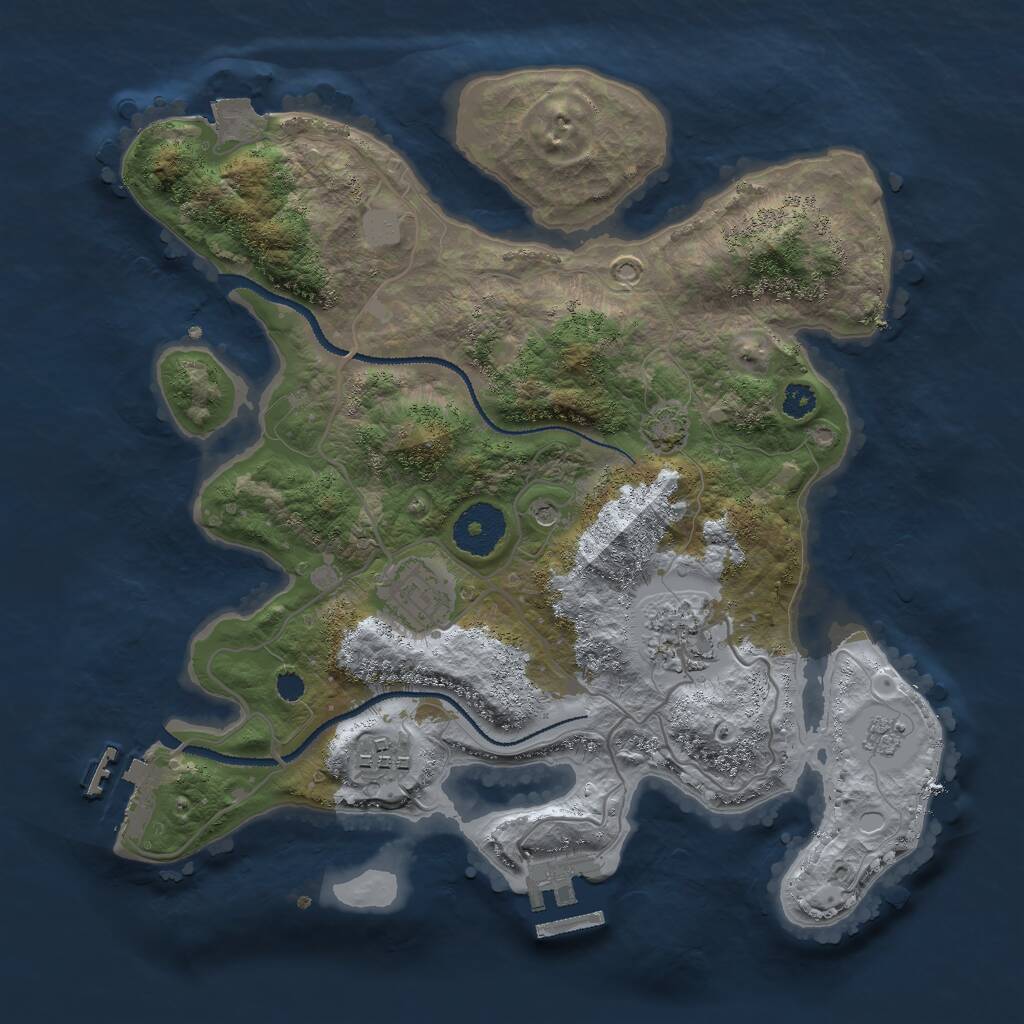 Rust Map: Procedural Map, Size: 3000, Seed: 728411199, 9 Monuments