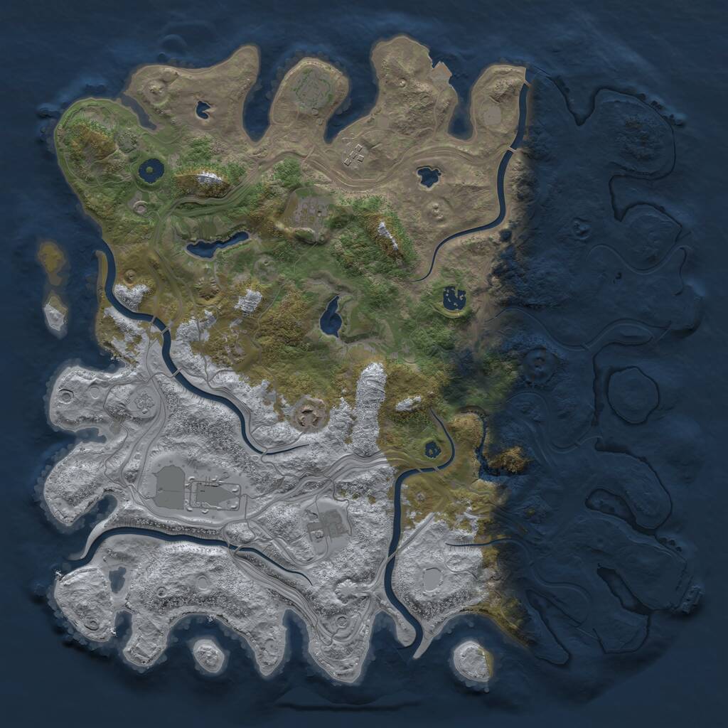 Rust Map: Procedural Map, Size: 4500, Seed: 1831676052, 14 Monuments