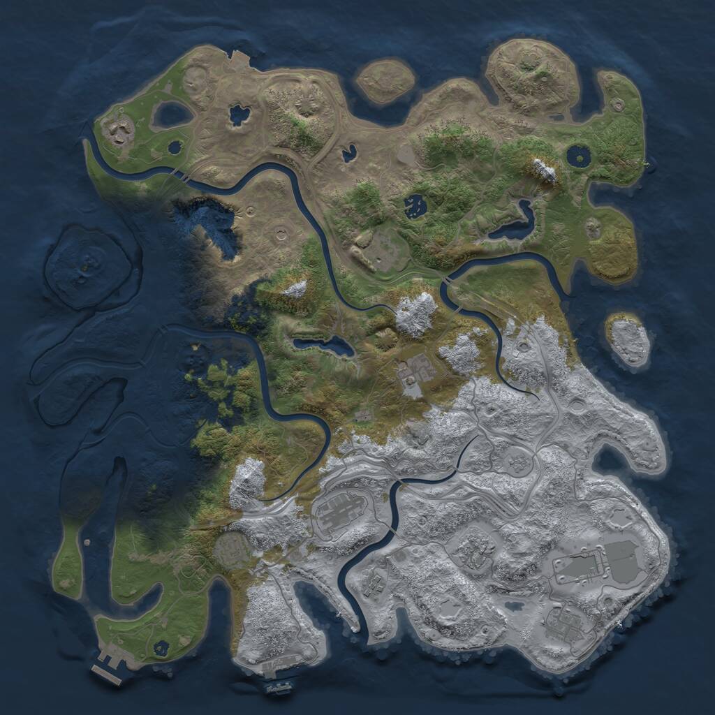 Rust Map: Procedural Map, Size: 4500, Seed: 1394140688, 16 Monuments