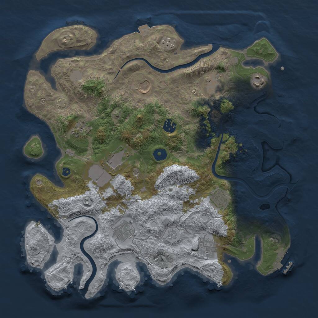 Rust Map: Procedural Map, Size: 3666, Seed: 61616, 16 Monuments