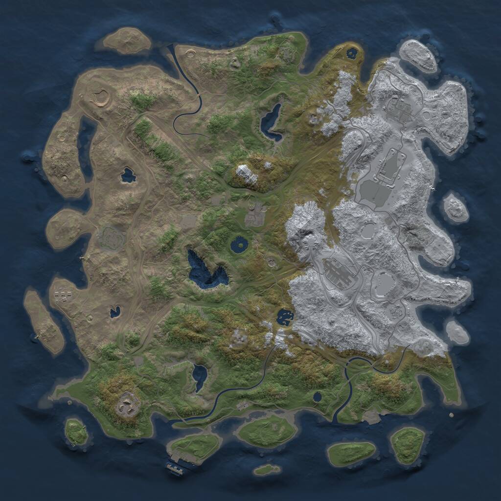 Rust Map: Procedural Map, Size: 4500, Seed: 47772245, 14 Monuments