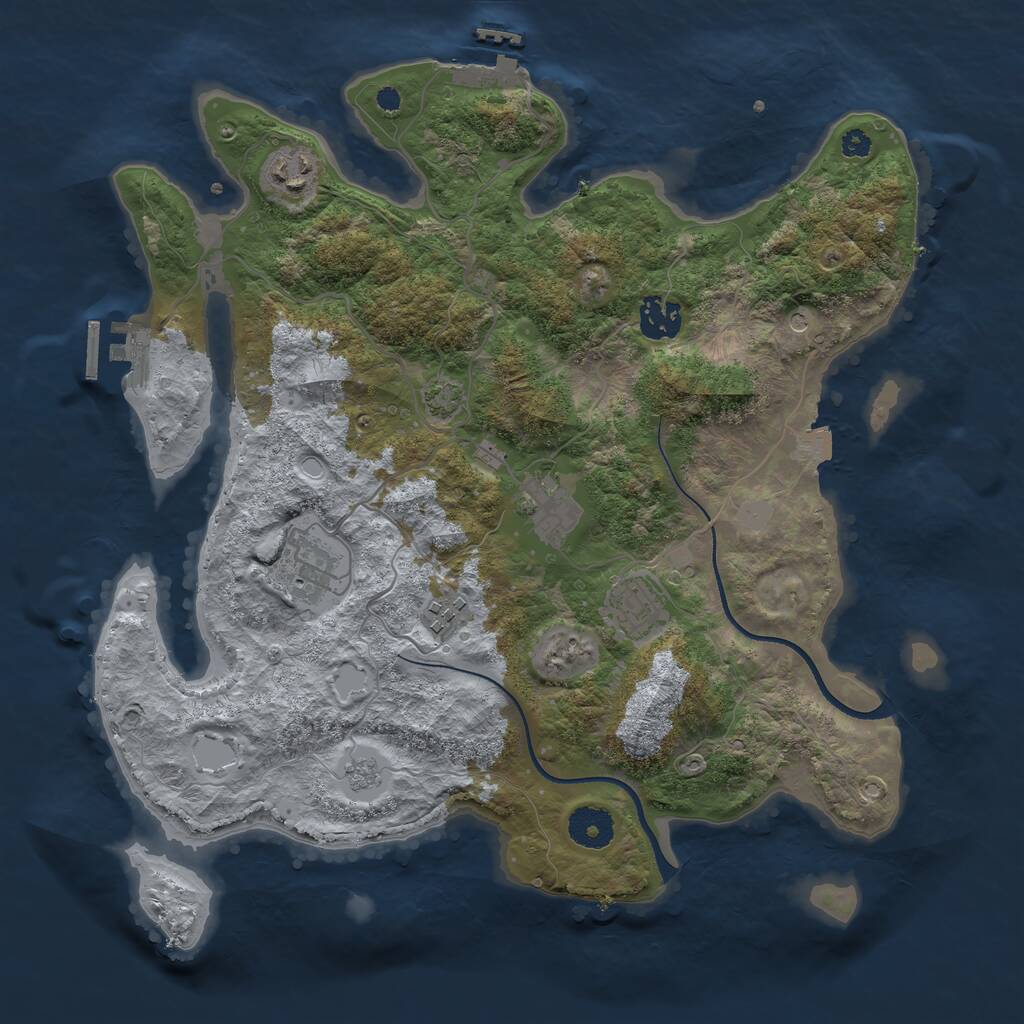 Rust Map: Procedural Map, Size: 3500, Seed: 140581280, 12 Monuments