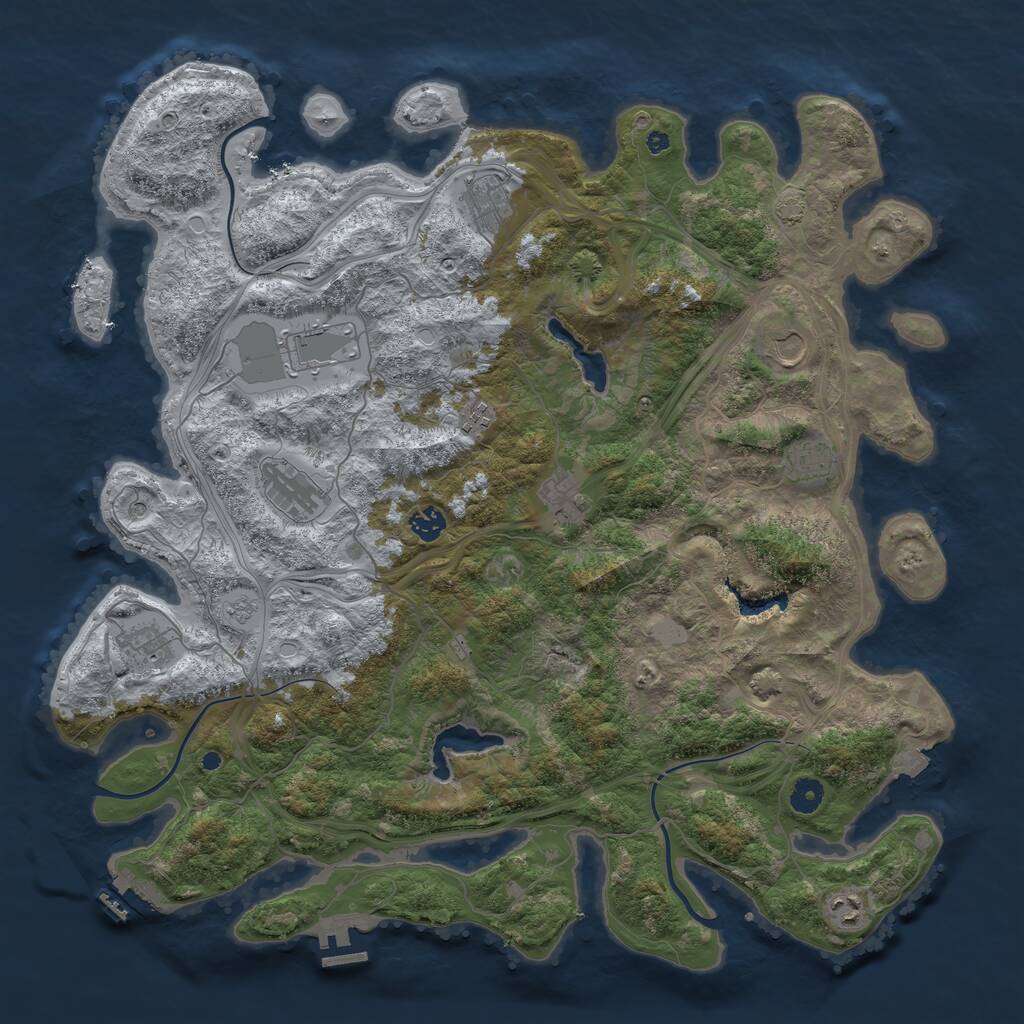 Rust Map: Procedural Map, Size: 4500, Seed: 1058628360, 16 Monuments