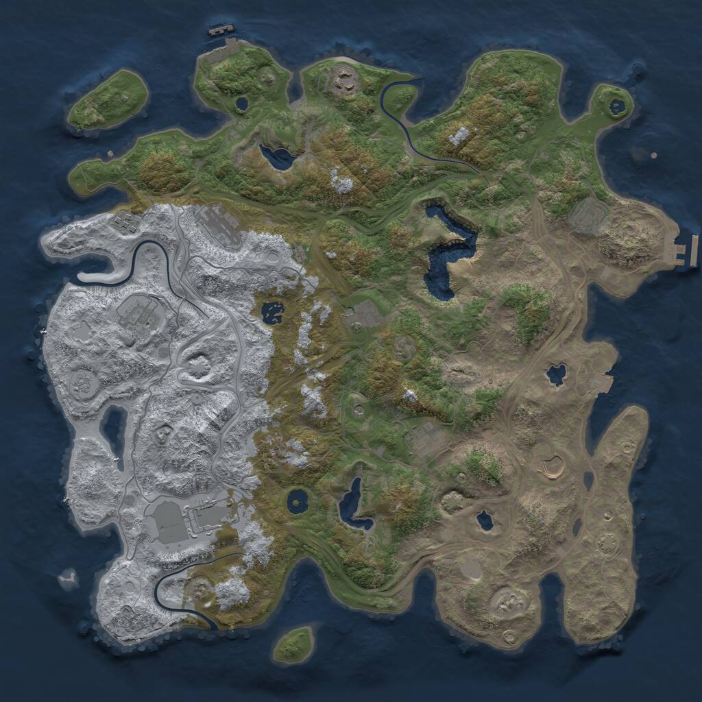 Rust Map: Procedural Map, Size: 4500, Seed: 2144455106, 17 Monuments