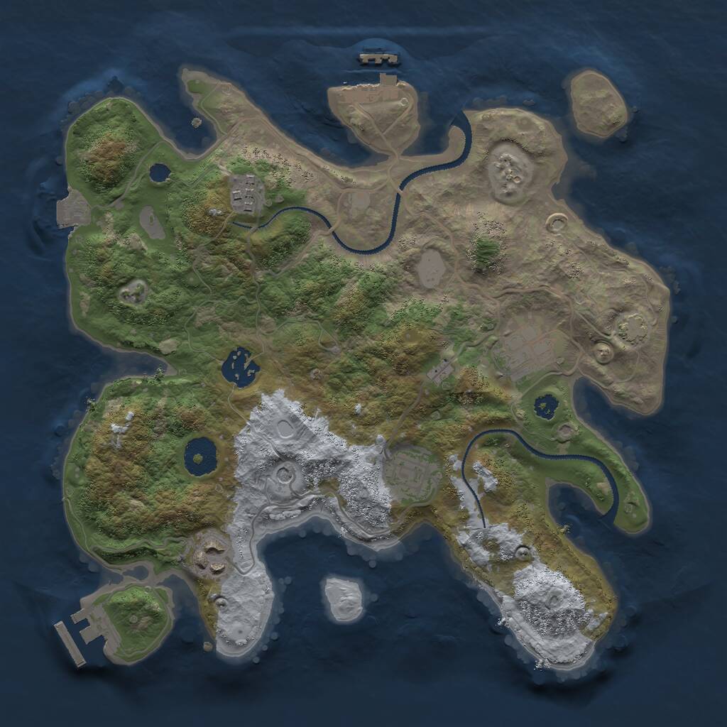Rust Map: Procedural Map, Size: 3000, Seed: 15659, 10 Monuments