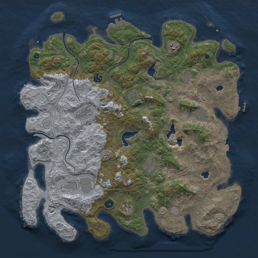 Rust Map: Procedural Map, Size: 4500, Seed: 87712, 16 Monuments