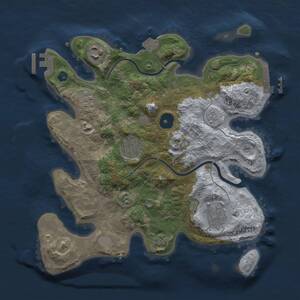 Thumbnail Rust Map: Procedural Map, Size: 3000, Seed: 1917001520, 10 Monuments