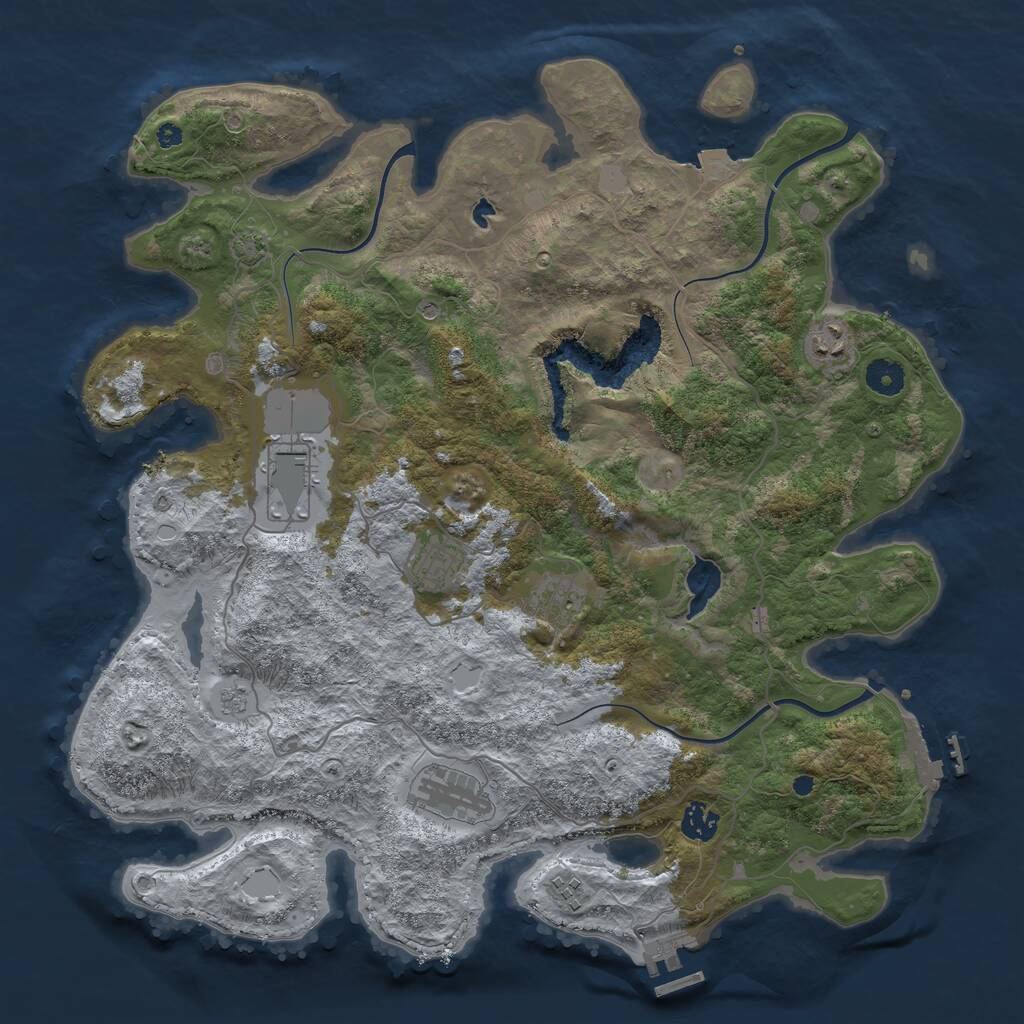 Rust Map: Procedural Map, Size: 4050, Seed: 254818221, 13 Monuments