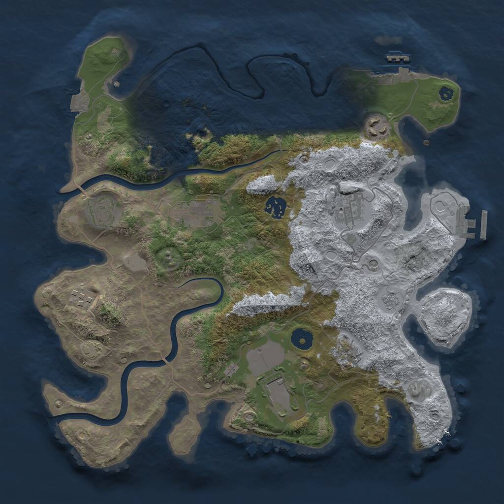 Rust Map: Procedural Map, Size: 3500, Seed: 26323, 14 Monuments