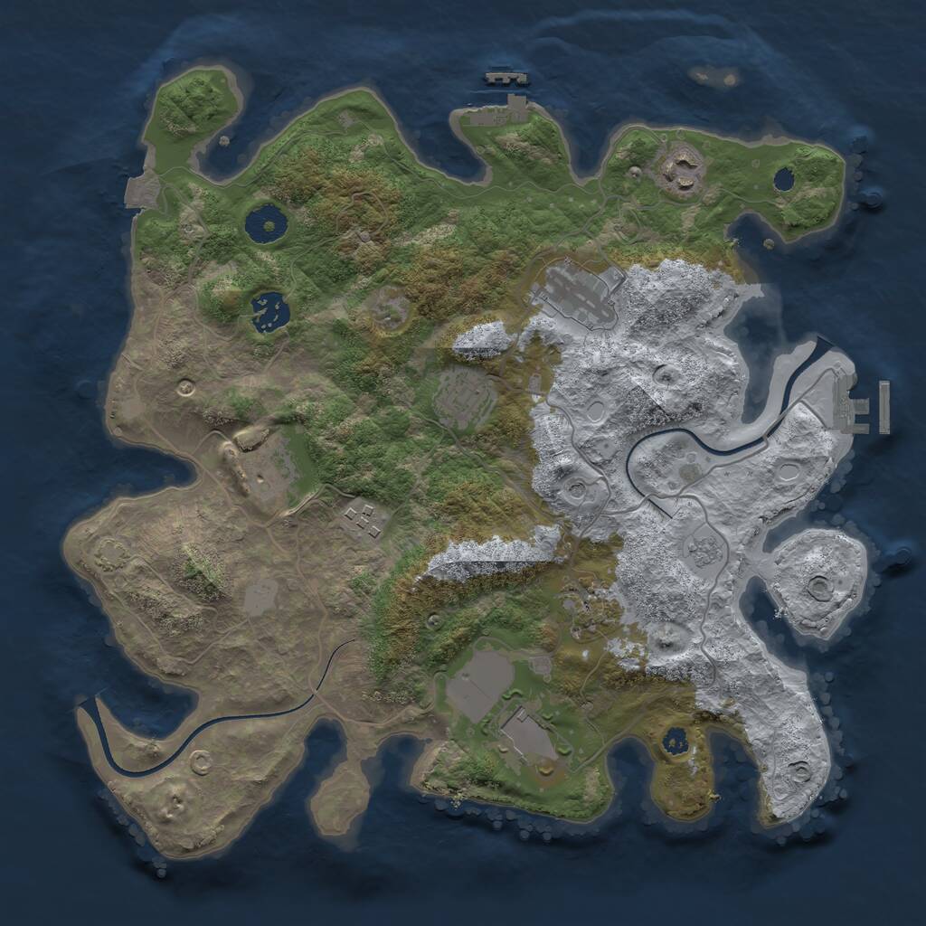 Rust Map: Procedural Map, Size: 3500, Seed: 26323, 14 Monuments