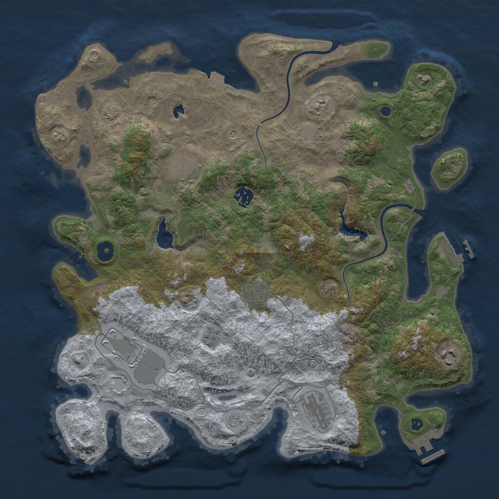 Rust Map: Procedural Map, Size: 4000, Seed: 20250403, 13 Monuments