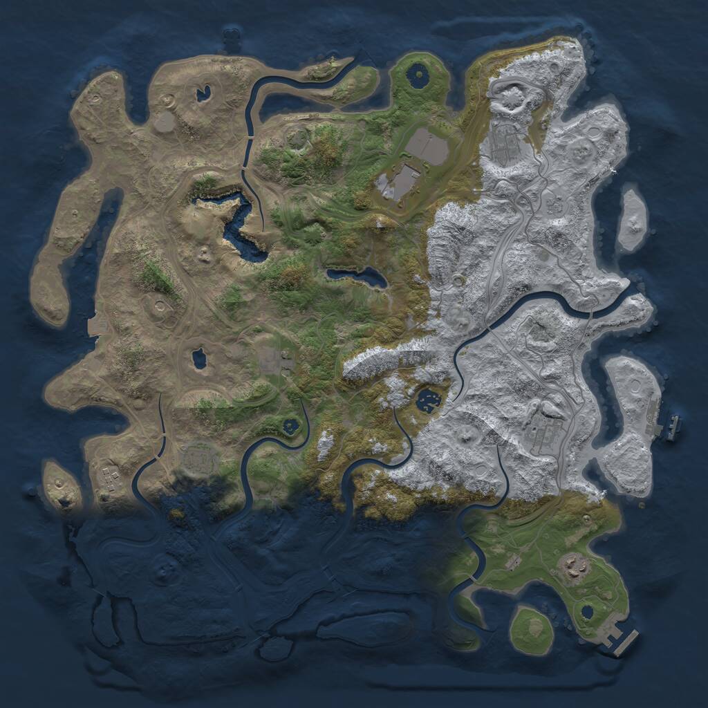 Rust Map: Procedural Map, Size: 4500, Seed: 5666, 14 Monuments