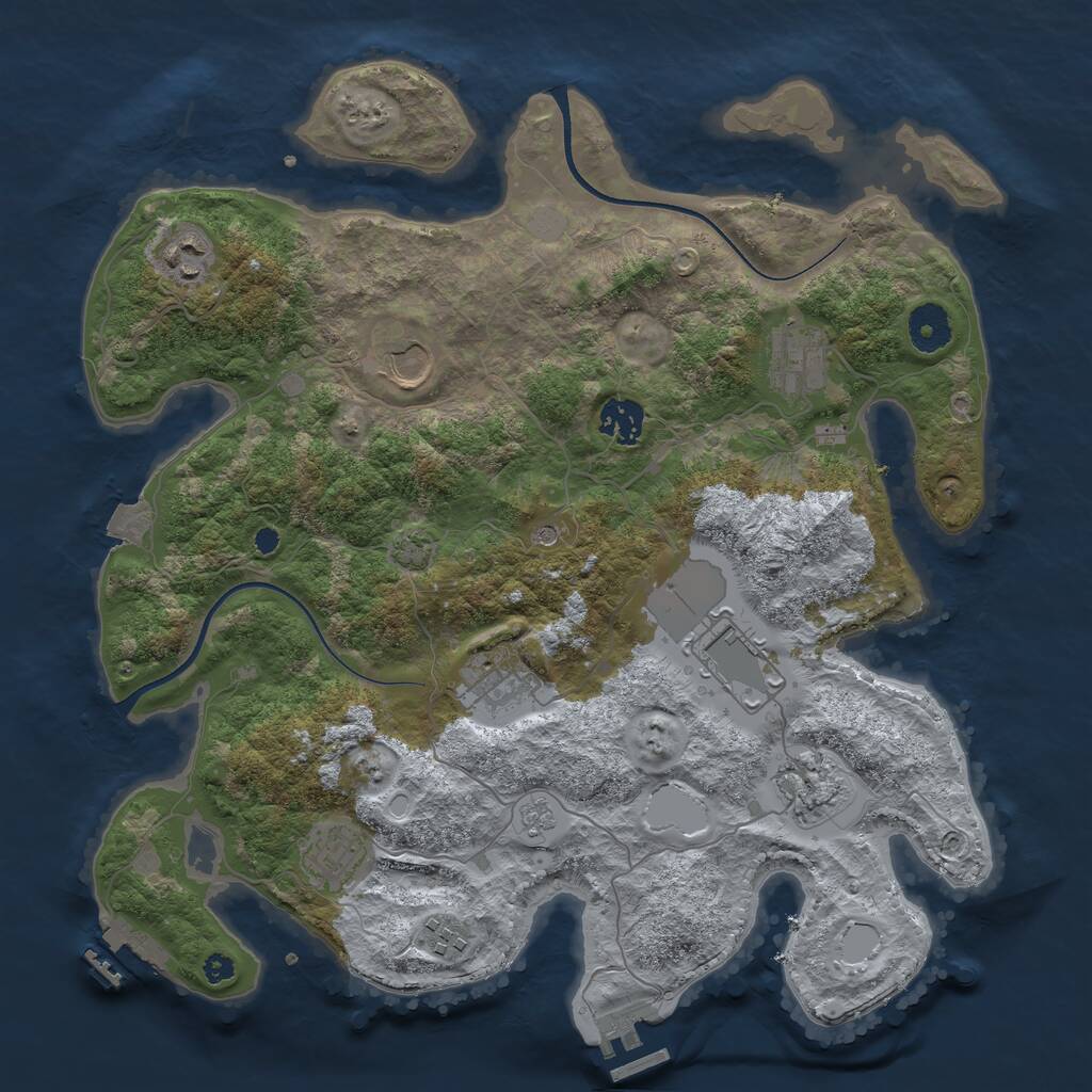 Rust Map: Procedural Map, Size: 3600, Seed: 758, 15 Monuments