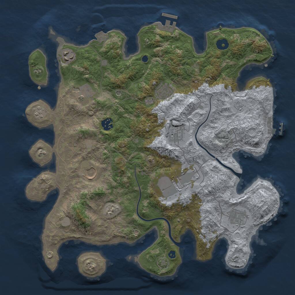 Rust Map: Procedural Map, Size: 3750, Seed: 1459023986, 15 Monuments