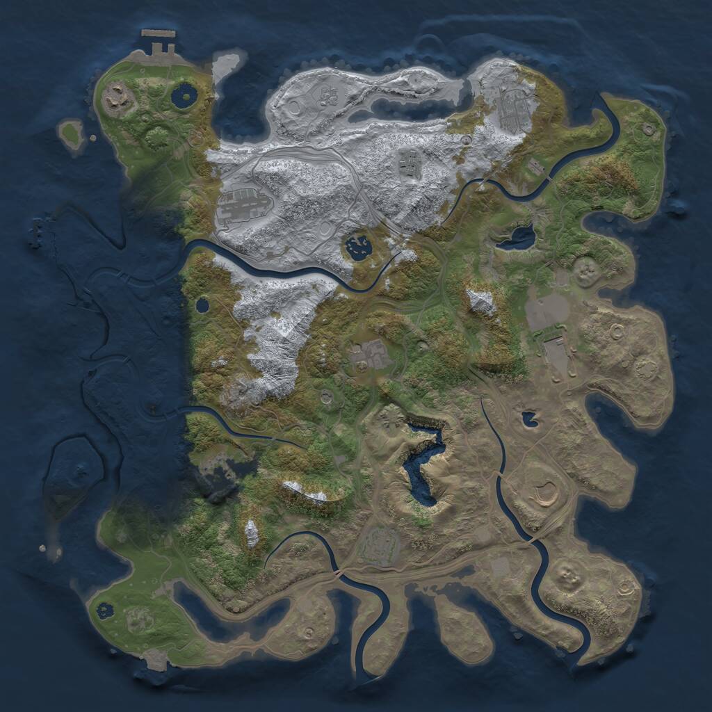 Rust Map: Procedural Map, Size: 4250, Seed: 1937908450, 16 Monuments