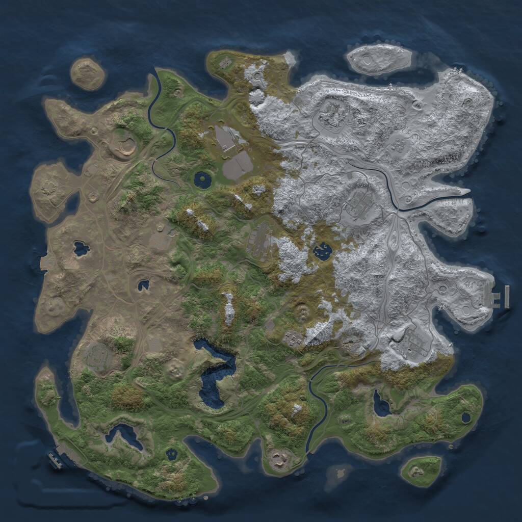 Rust Map: Procedural Map, Size: 4500, Seed: 1409333811, 17 Monuments