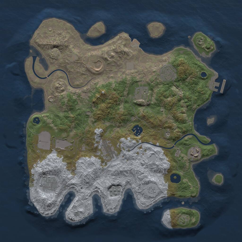 Rust Map: Procedural Map, Size: 3500, Seed: 32427895, 14 Monuments