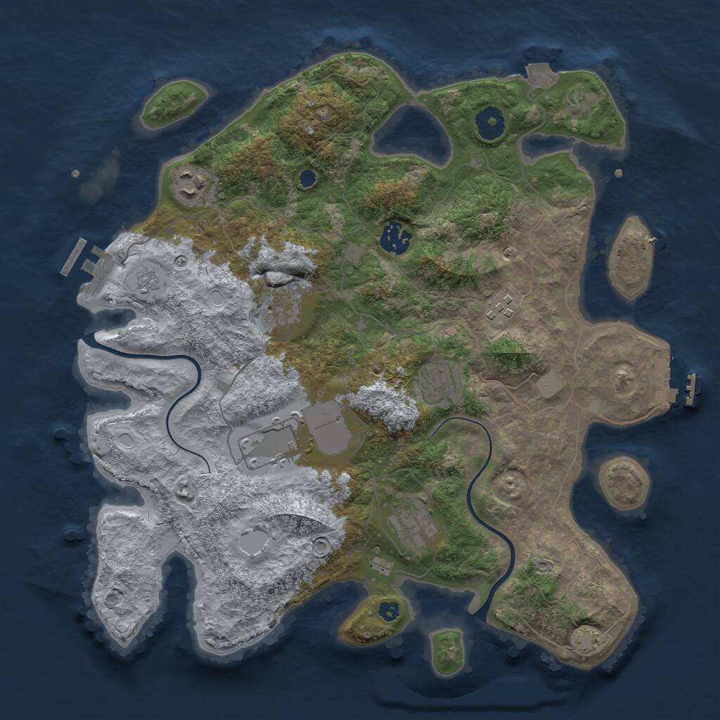 Rust Map: Procedural Map, Size: 3500, Seed: 9565966, 12 Monuments