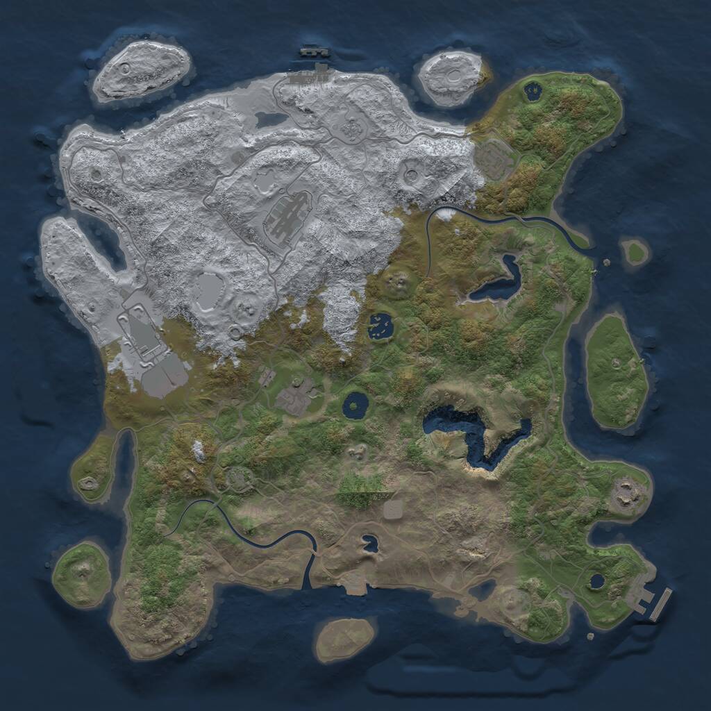 Rust Map: Procedural Map, Size: 4000, Seed: 1698835513, 12 Monuments