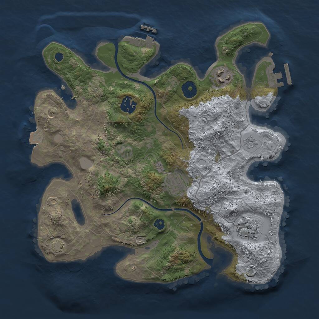 Rust Map: Procedural Map, Size: 3000, Seed: 1152636495, 9 Monuments