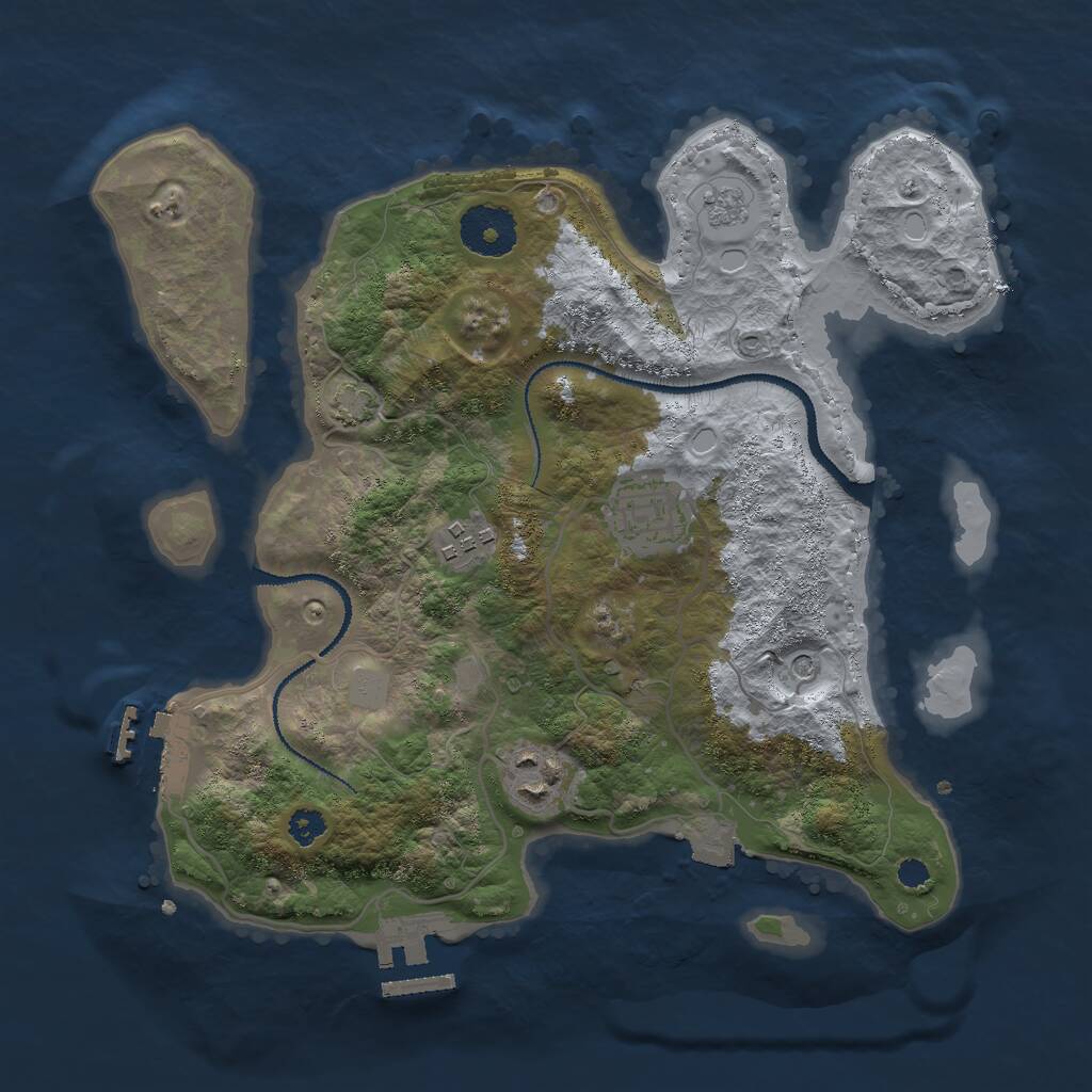 Rust Map: Procedural Map, Size: 3000, Seed: 1052873570, 9 Monuments