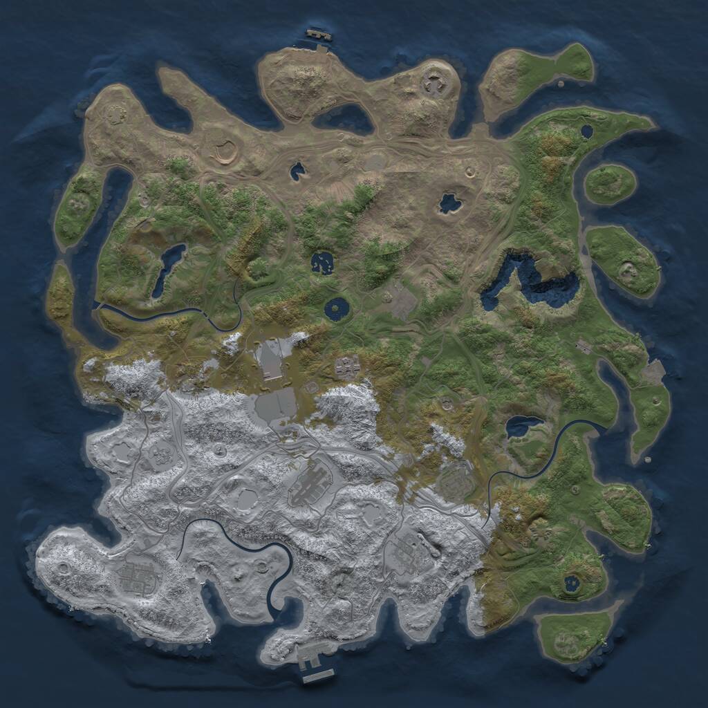Rust Map: Procedural Map, Size: 4500, Seed: 1278820762, 17 Monuments