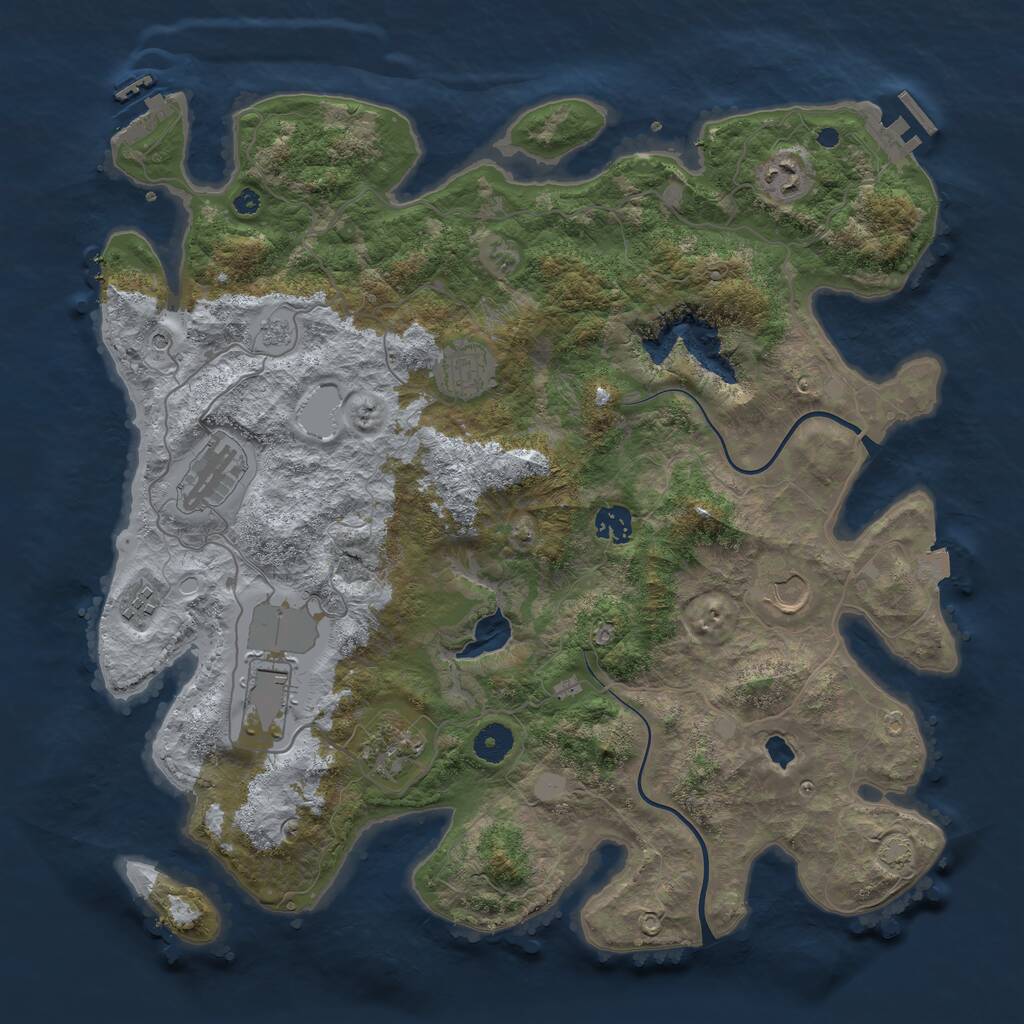 Rust Map: Procedural Map, Size: 4000, Seed: 732600, 14 Monuments