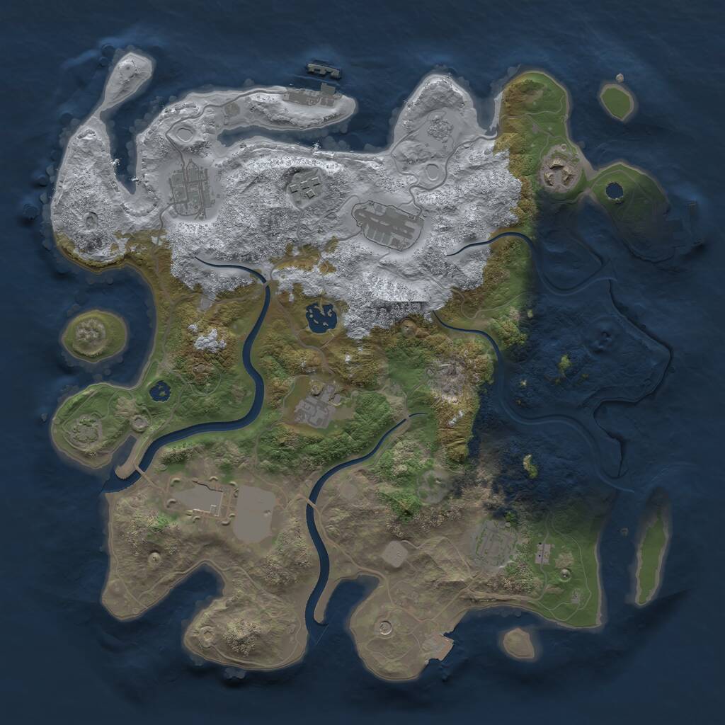Rust Map: Procedural Map, Size: 3500, Seed: 18465291, 14 Monuments