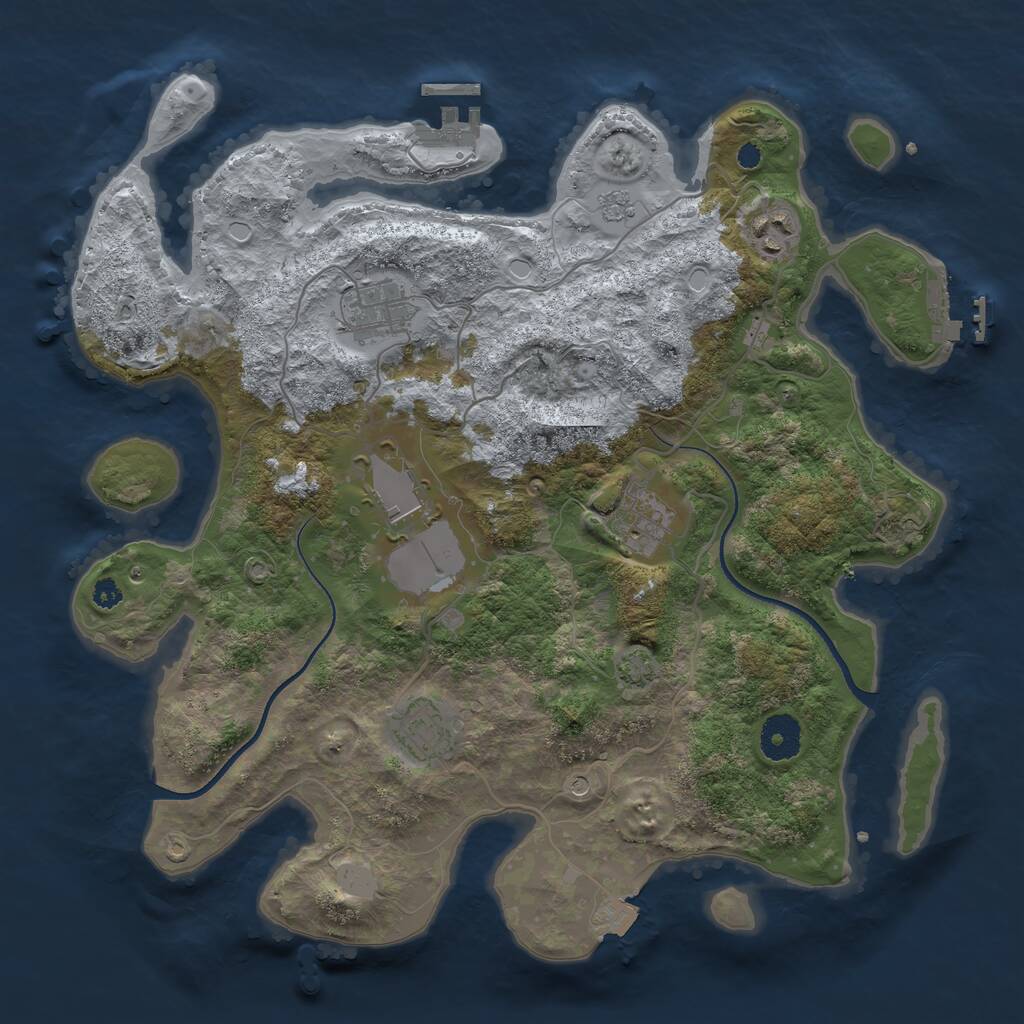 Rust Map: Procedural Map, Size: 3500, Seed: 18465291, 11 Monuments