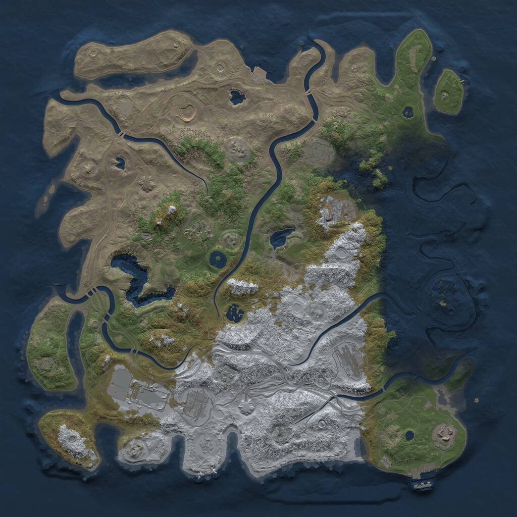 Rust Map: Procedural Map, Size: 4500, Seed: 951149910, 16 Monuments