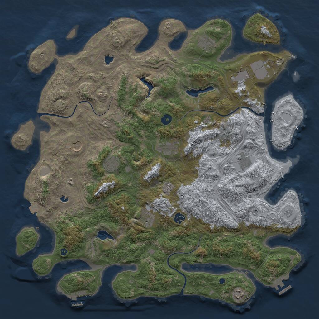 Rust Map: Procedural Map, Size: 4500, Seed: 511525, 16 Monuments