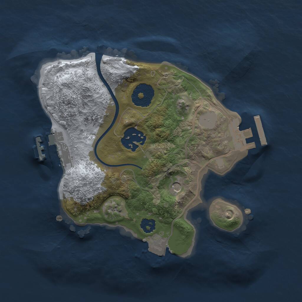 Rust Map: Procedural Map, Size: 2000, Seed: 1221305677, 5 Monuments